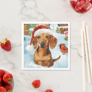 Dachshund Winter Wonderland Christmas Joy Napkins