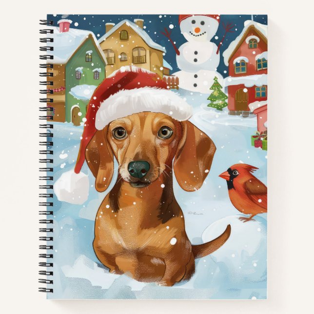 Dachshund Winter Wonderland Christmas Joy Notebook (Front)