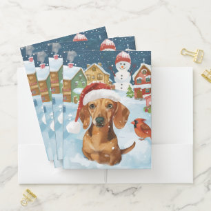 Dachshund Winter Wonderland Christmas Joy Pocket Folder