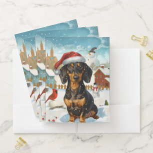 Dachshund Winter Wonderland Christmas Joy Pocket Folder