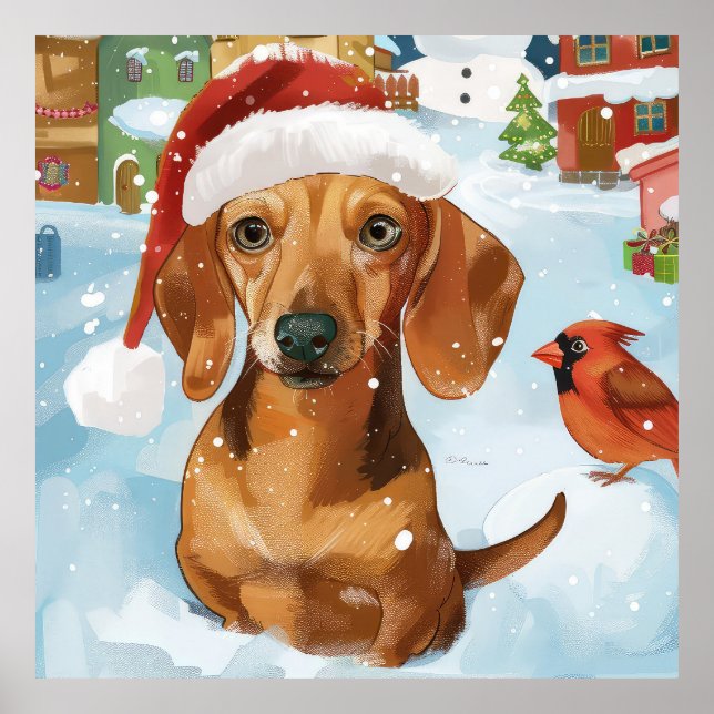 Dachshund Winter Wonderland Christmas Joy Poster (Front)