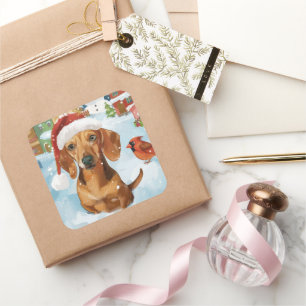 Dachshund Winter Wonderland Christmas Joy Square Sticker