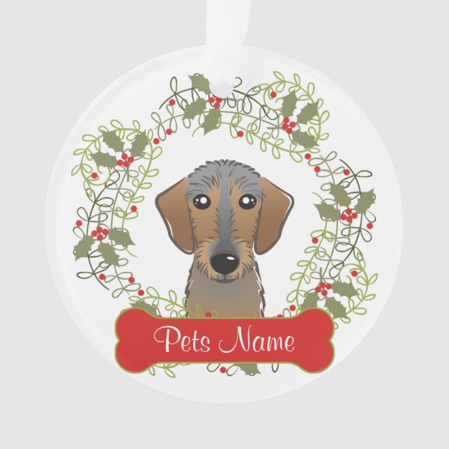 Dachshund (Wire Hair) Customizable Ornament (Front)