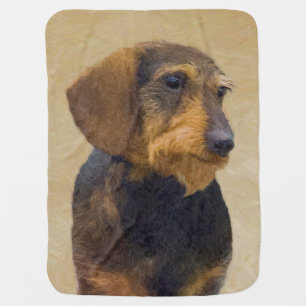 Dachshund (Wirehaired) Painting Original Dog Art Baby Blanket