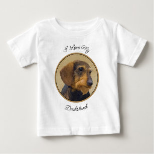 Dachshund (Wirehaired) Painting Original Dog Art Baby T-Shirt