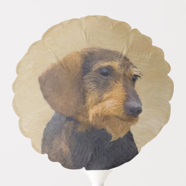 Dachshund (Wirehaired) Painting Original Dog Art Balloon (Front)