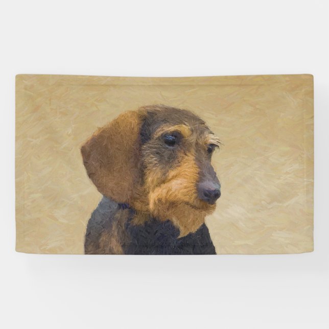 Dachshund (Wirehaired) Painting Original Dog Art Banner (Horizontal)