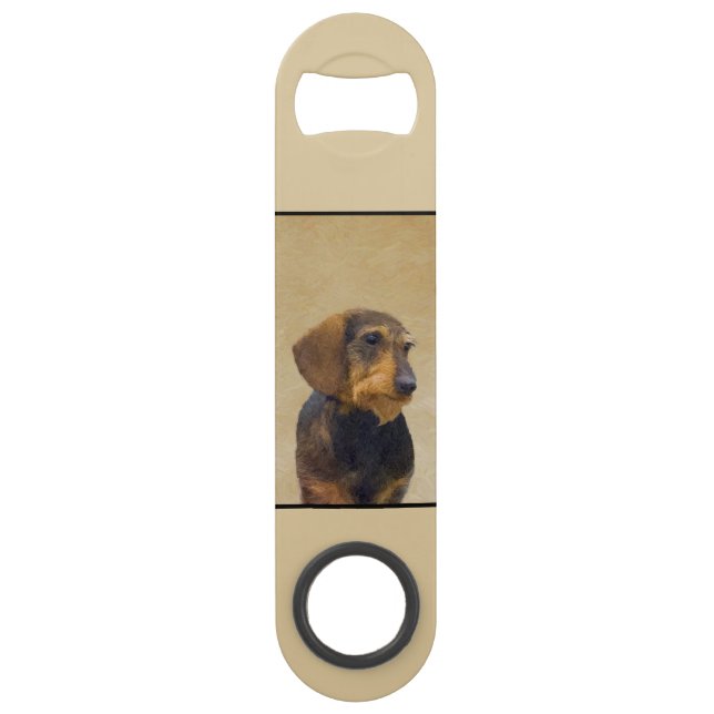 Dachshund (Wirehaired) Painting Original Dog Art Bar Key (Back)