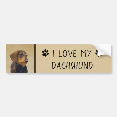 Dachshund Wirehaired Painting Original Dog Art Bumper Sticker