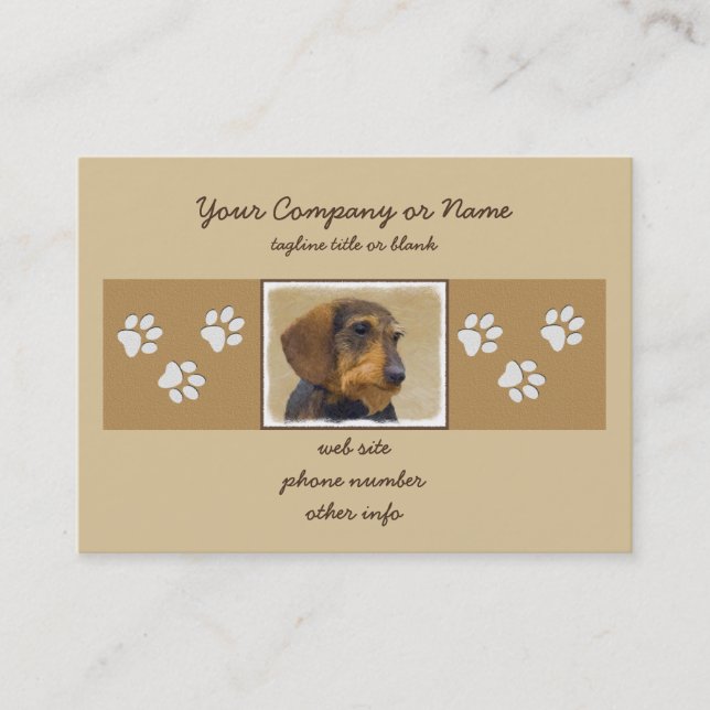 Dachshund (Wirehaired) Painting Original Dog Art Business Card (Front)