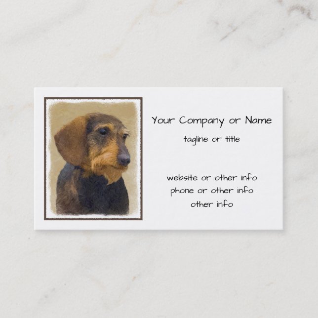 Dachshund (Wirehaired) Painting Original Dog Art Business Card (Front)