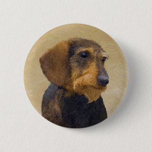 Dachshund (Wirehaired) Painting Original Dog Art Button