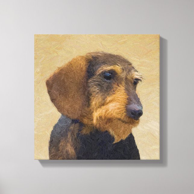 Dachshund (Wirehaired) Painting Original Dog Art Canvas Print (Front)