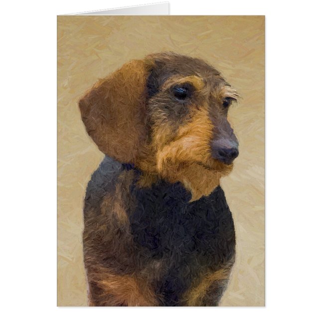 Dachshund (Wirehaired) Painting Original Dog Art Cards (Front)