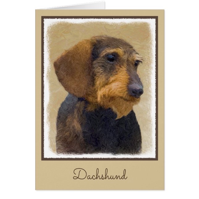 Dachshund (Wirehaired) Painting Original Dog Art Cards (Front)
