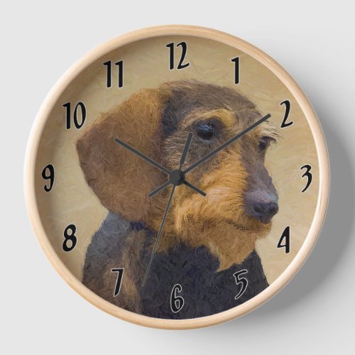 Dachshund Wirehaired Painting Original Dog Art Clock