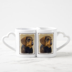 Dachshund (Wirehaired) Painting Original Dog Art Coffee Mug Set