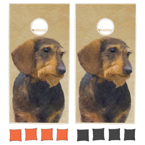 Dachshund Wirehaired Painting Original Dog Art Cornhole Set