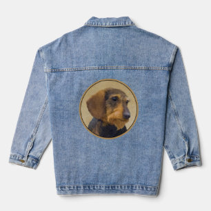 Dachshund (Wirehaired) Painting Original Dog Art Denim Jacket