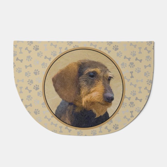 Dachshund (Wirehaired) Painting Original Dog Art Doormat (Front)