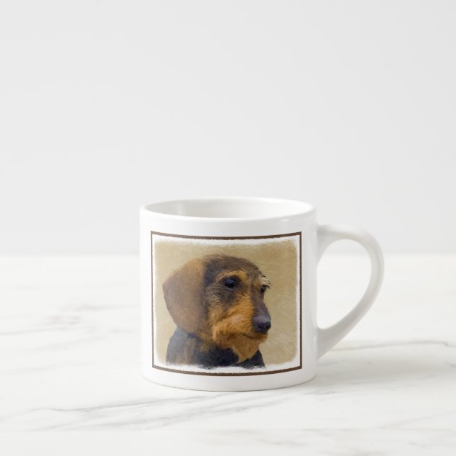 Dachshund (Wirehaired) Painting Original Dog Art Espresso Cup (Right)