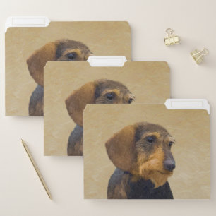 Dachshund (Wirehaired) Painting Original Dog Art File Folder