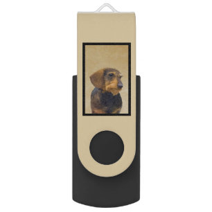 Dachshund (Wirehaired) Painting Original Dog Art Flash Drive