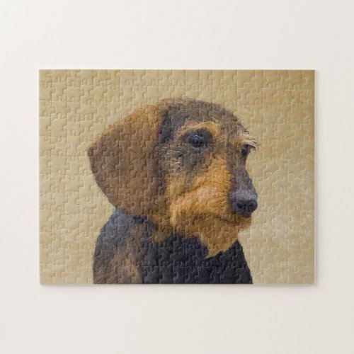 Dachshund Wirehaired Painting Original Dog Art Jigsaw Puzzle