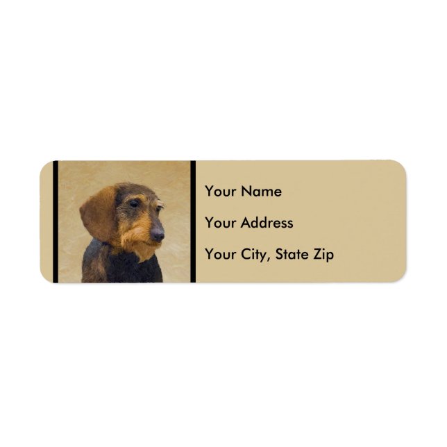 Dachshund (Wirehaired) Painting Original Dog Art Label (Front)