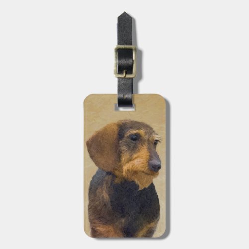 Dachshund Wirehaired Painting Original Dog Art Luggage Tag