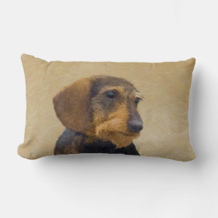 Dachshund (Wirehaired) Painting Original Dog Art Lumbar Pillow