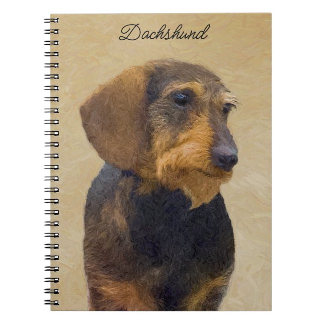 Dachshund (Wirehaired) Painting Original Dog Art Notebook (Front)