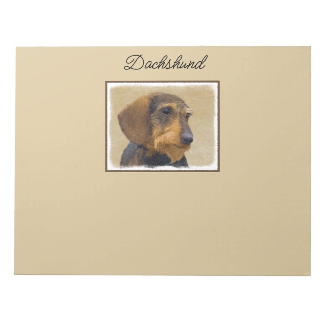 Dachshund (Wirehaired) Painting Original Dog Art Notepad (Front)