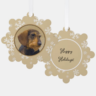 Dachshund (Wirehaired) Painting Original Dog Art Ornament Card