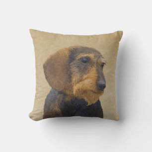 Dachshund (Wirehaired) Painting Original Dog Art Outdoor Pillow