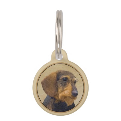 Dachshund Wirehaired Painting Original Dog Art Pet ID Tag
