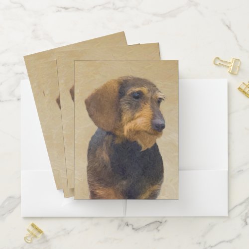 Dachshund (Wirehaired) Painting Original Dog Art Pocket Folder