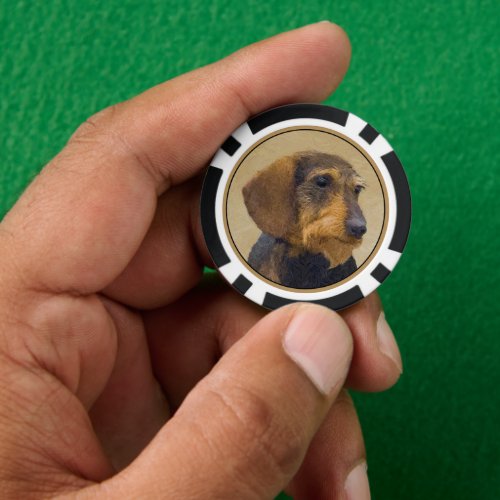 Dachshund Wirehaired Painting Original Dog Art Poker Chips