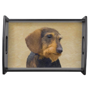 Dachshund (Wirehaired) Painting Original Dog Art Serving Tray
