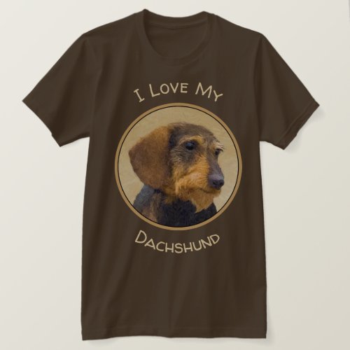 Dachshund Wirehaired Painting Original Dog Art T_Shirt