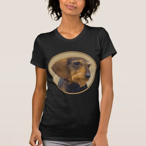 Dachshund Wirehaired Painting Original Dog Art T_Shirt