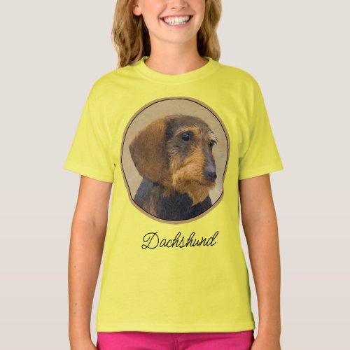 Dachshund Wirehaired Painting Original Dog Art T T_Shirt
