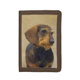 Dachshund (Wirehaired) Painting Original Dog Art Trifold Wallet