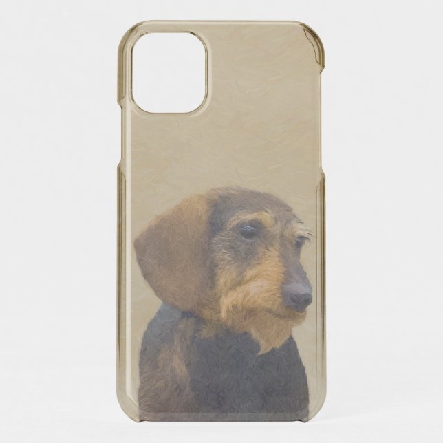 Dachshund (Wirehaired) Painting Original Dog Art Uncommon iPhone Case (Back)