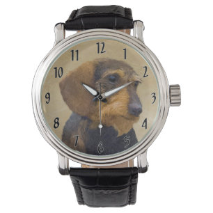 Dachshund (Wirehaired) Painting Original Dog Art Watch