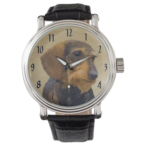 Dachshund Wirehaired Painting Original Dog Art Watch