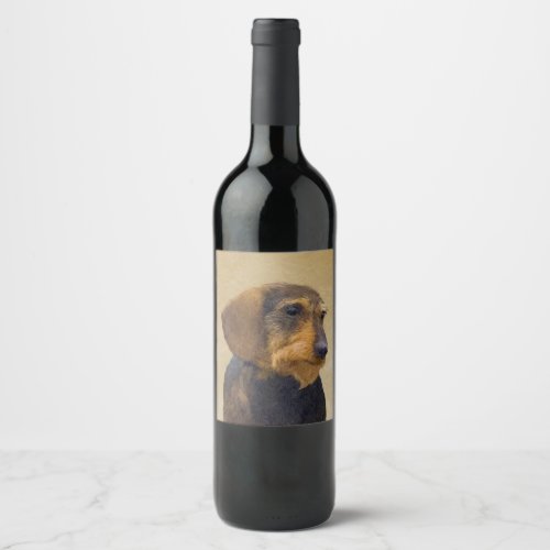 Dachshund Wirehaired Painting Original Dog Art Wine Label