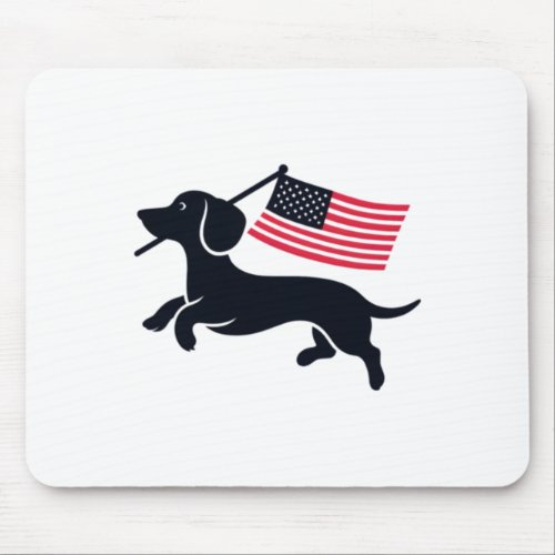 Dachshund With American Flag  Mouse Pad