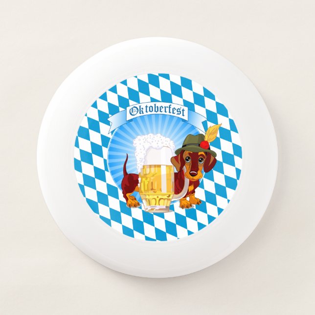 Dachshund with Beer Oktoberfest Wham-O Frisbee (Front)