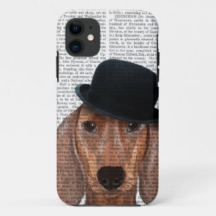 Dachshund with Black Bowler Hat iPhone 11 Case